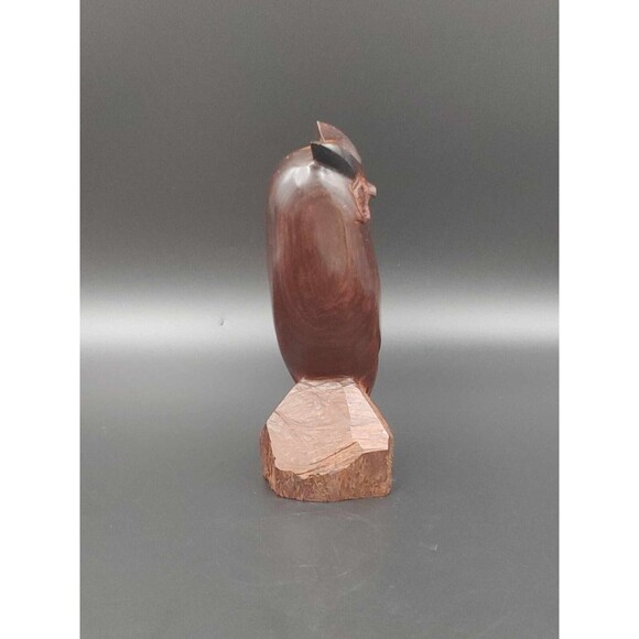 Vintage Carved Owl Ironwood Figurine Sculpture 8" MCM Dark Brown Mid Century - Picture 6 of 9